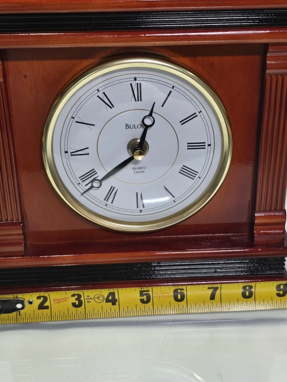 Bulova Quartz Westminster Chime Mantel Clock Wood Case Tested Working Vintage